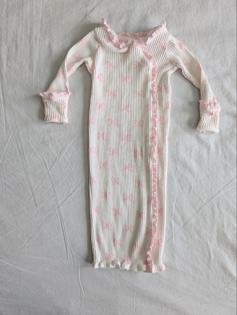 Mud Pie Baby Girl Sleep Gown White and Pink 0-3M